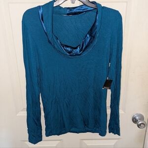 Teal Long Sleeve Cowl Neck Top